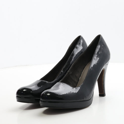 Tamaris Womens Black Patent Leather Court Heel UK 6 39