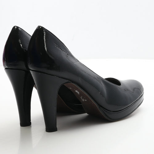 Tamaris Womens Black Patent Leather Court Heel UK 6 39