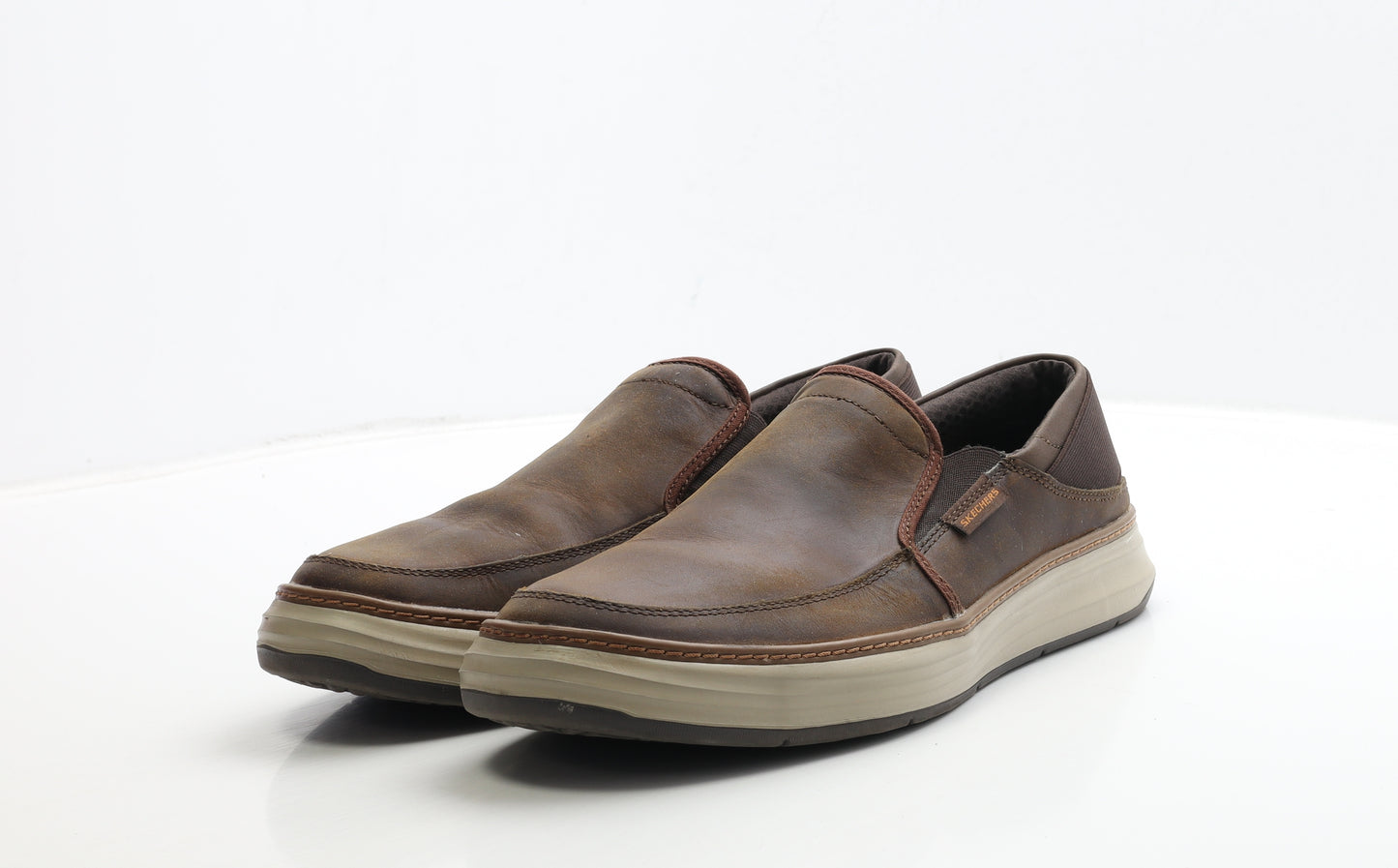 Skechers Mens Brown Leather Slip On Casual UK 9.5 44