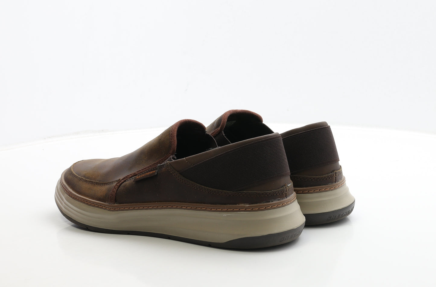 Skechers Mens Brown Leather Slip On Casual UK 9.5 44