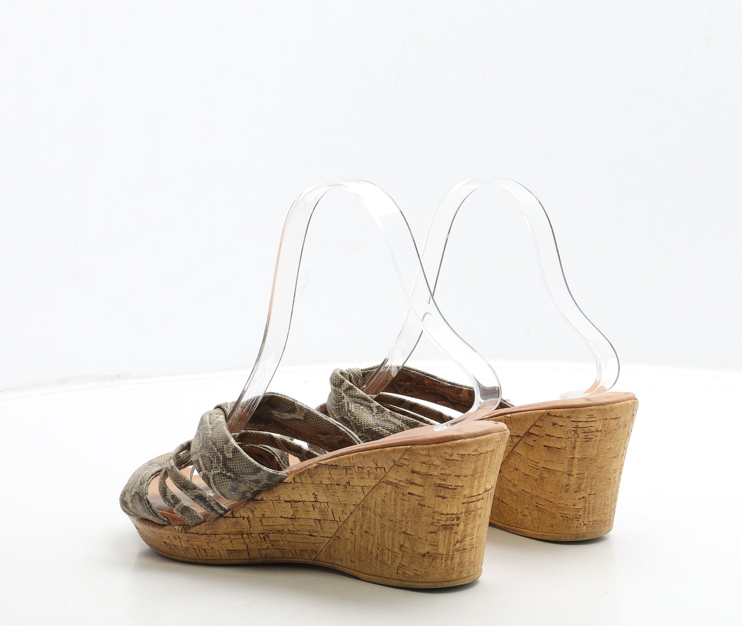 Lotus Womens Brown Animal Print Leather Mule Heel UK 8 - an