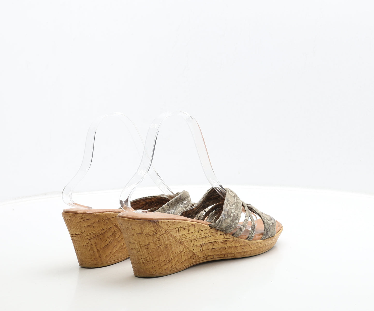 Lotus Womens Brown Animal Print Leather Mule Heel UK 8 - an