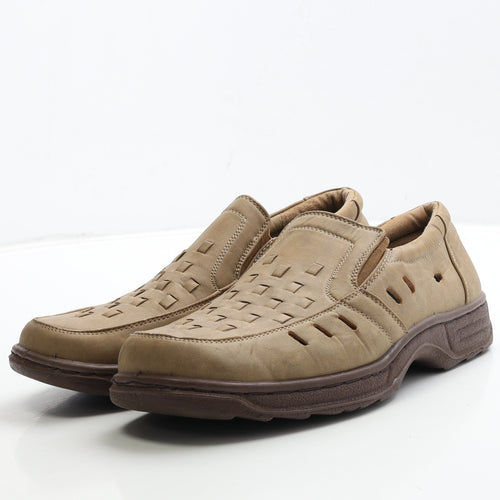 Preworn Mens Brown Leather Loafer Casual UK 8 - Cut Out Detail