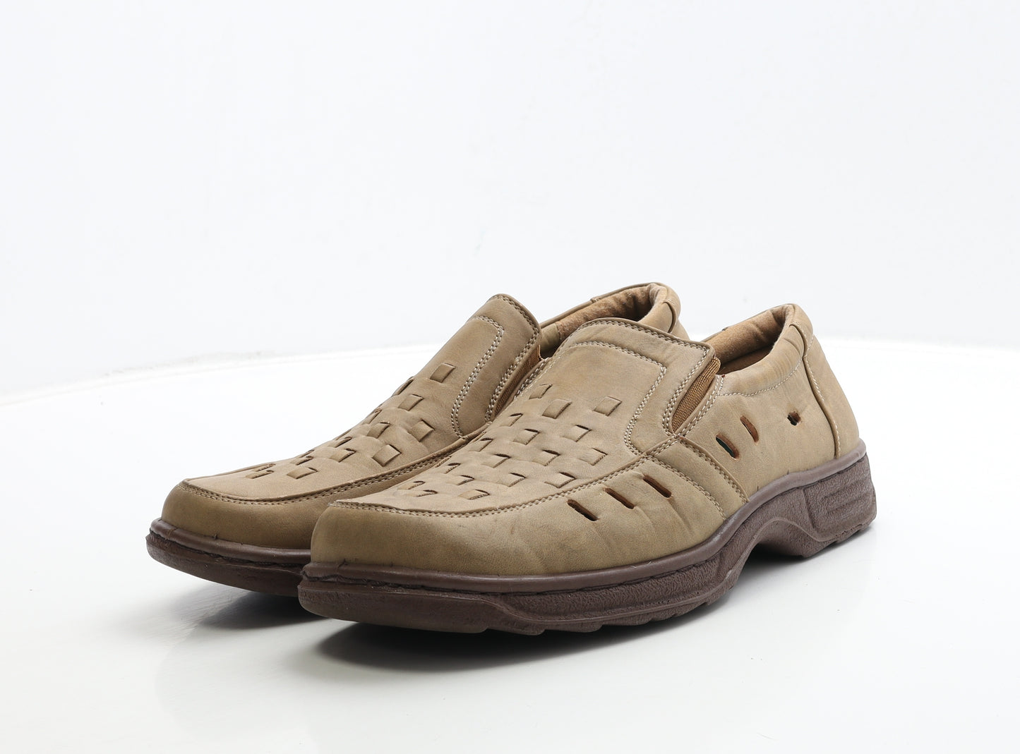Preworn Mens Brown Leather Loafer Casual UK 8 - Cut Out Detail