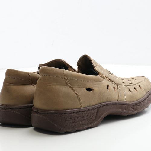 Preworn Mens Brown Leather Loafer Casual UK 8 - Cut Out Detail