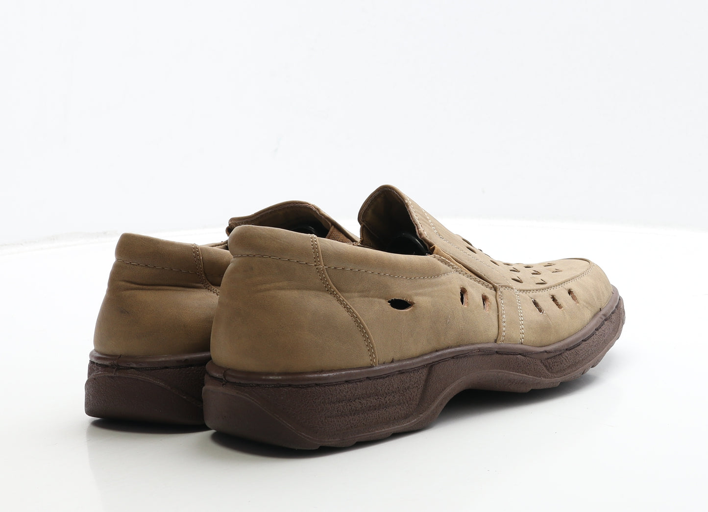 Preworn Mens Brown Leather Loafer Casual UK 8 - Cut Out Detail