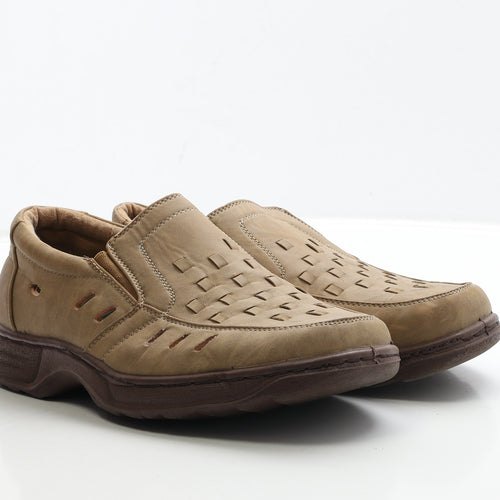 Preworn Mens Brown Leather Loafer Casual UK 8 - Cut Out Detail