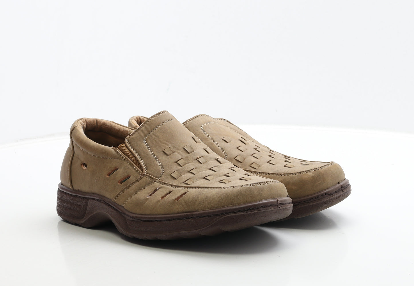 Preworn Mens Brown Leather Loafer Casual UK 8 - Cut Out Detail