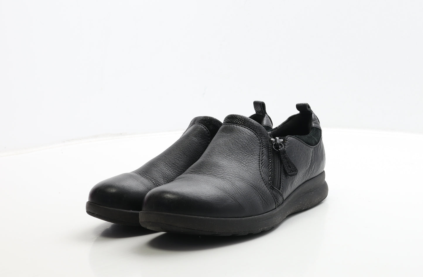 Clarks Womens Black Leather Slip On Flat UK 5.5 39