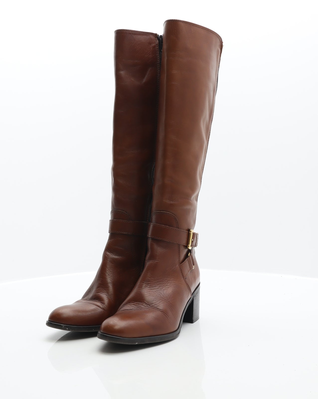 Preworn Womens Brown Leather Cowboy Boot UK 3.5 36