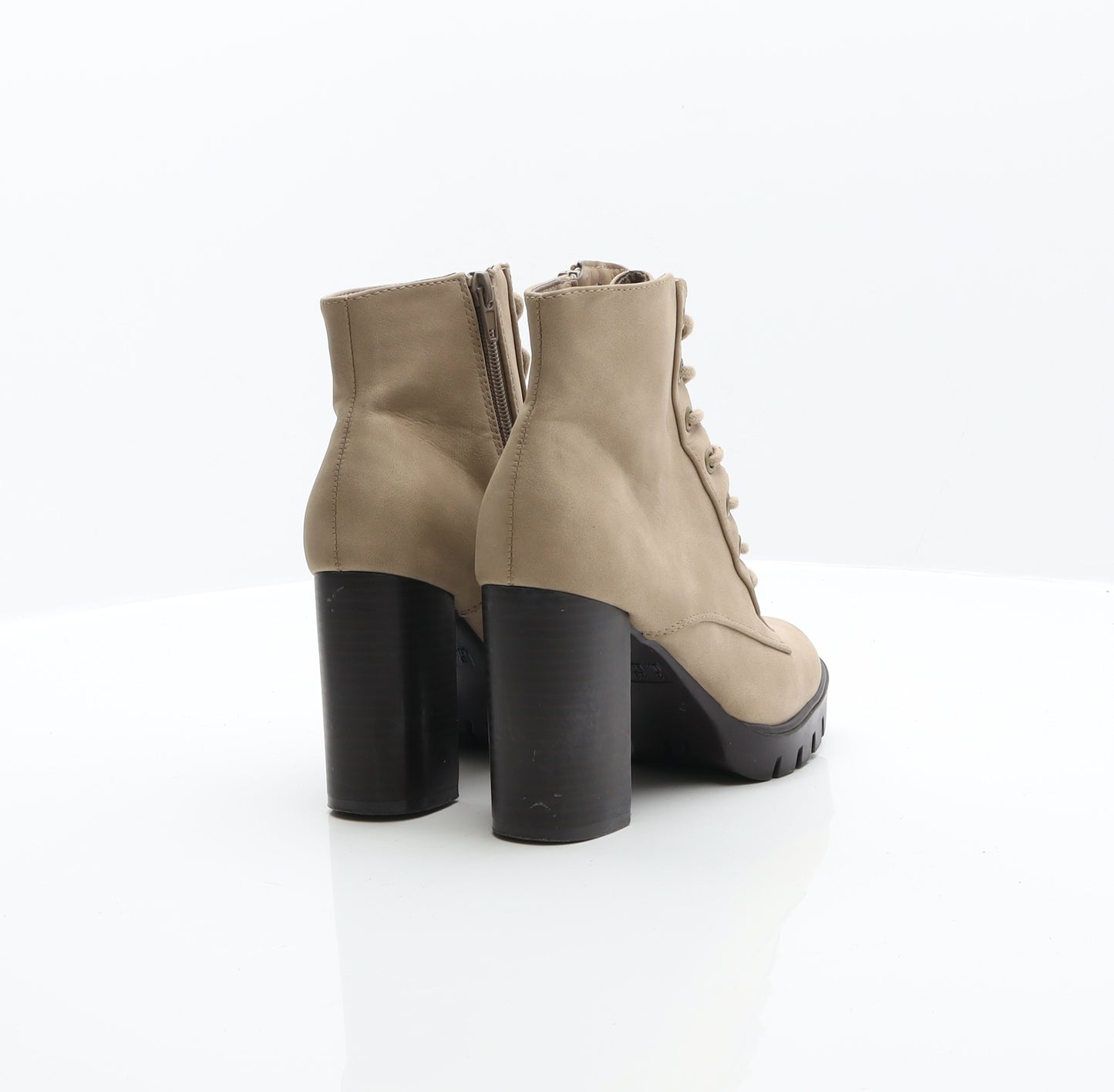 Primark Womens Beige Leather Combat Boot UK 3 36