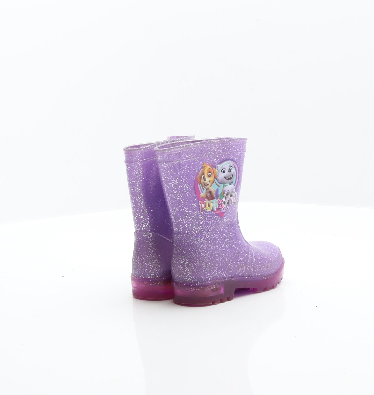 Preworn Girls Purple Rubber Wellies Boot UK 4 - Pups Rule