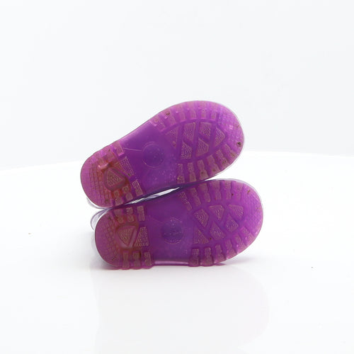Preworn Girls Purple Rubber Wellies Boot UK 4 - Pups Rule