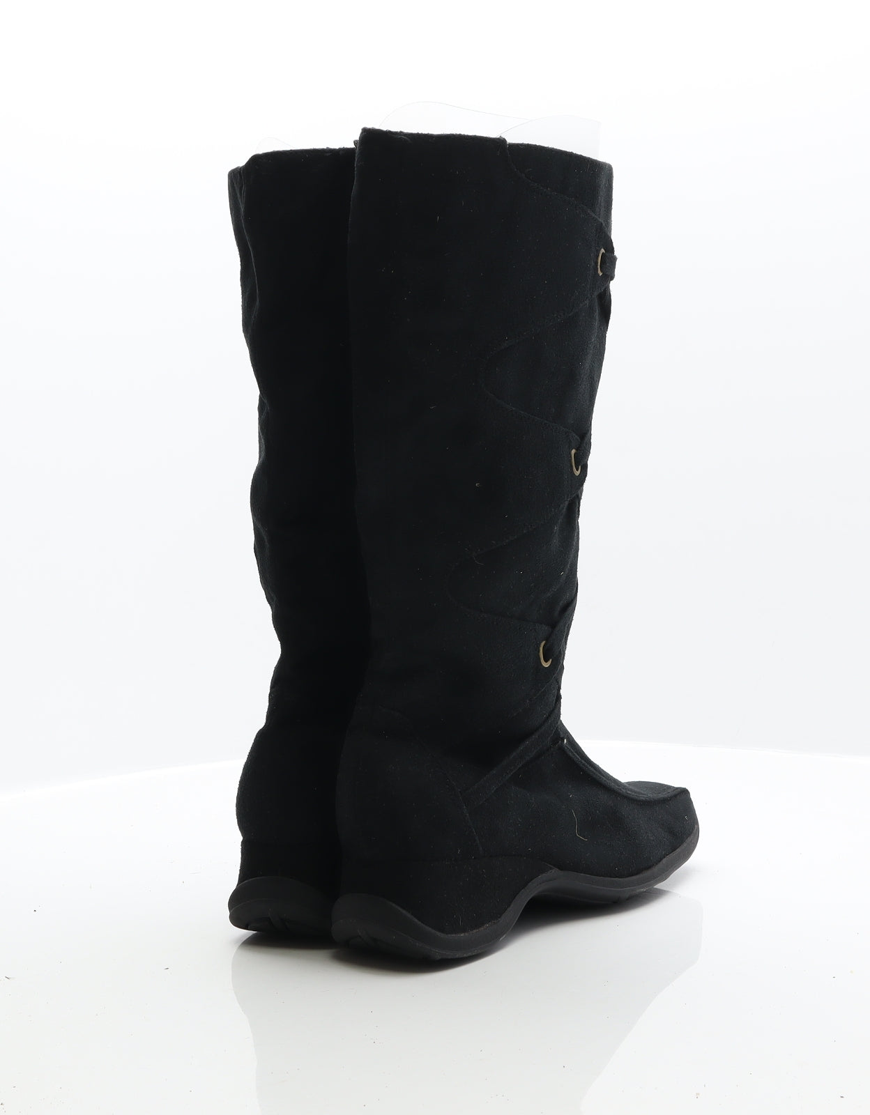 Preworn Womens Black Suede Combat Boot UK 6
