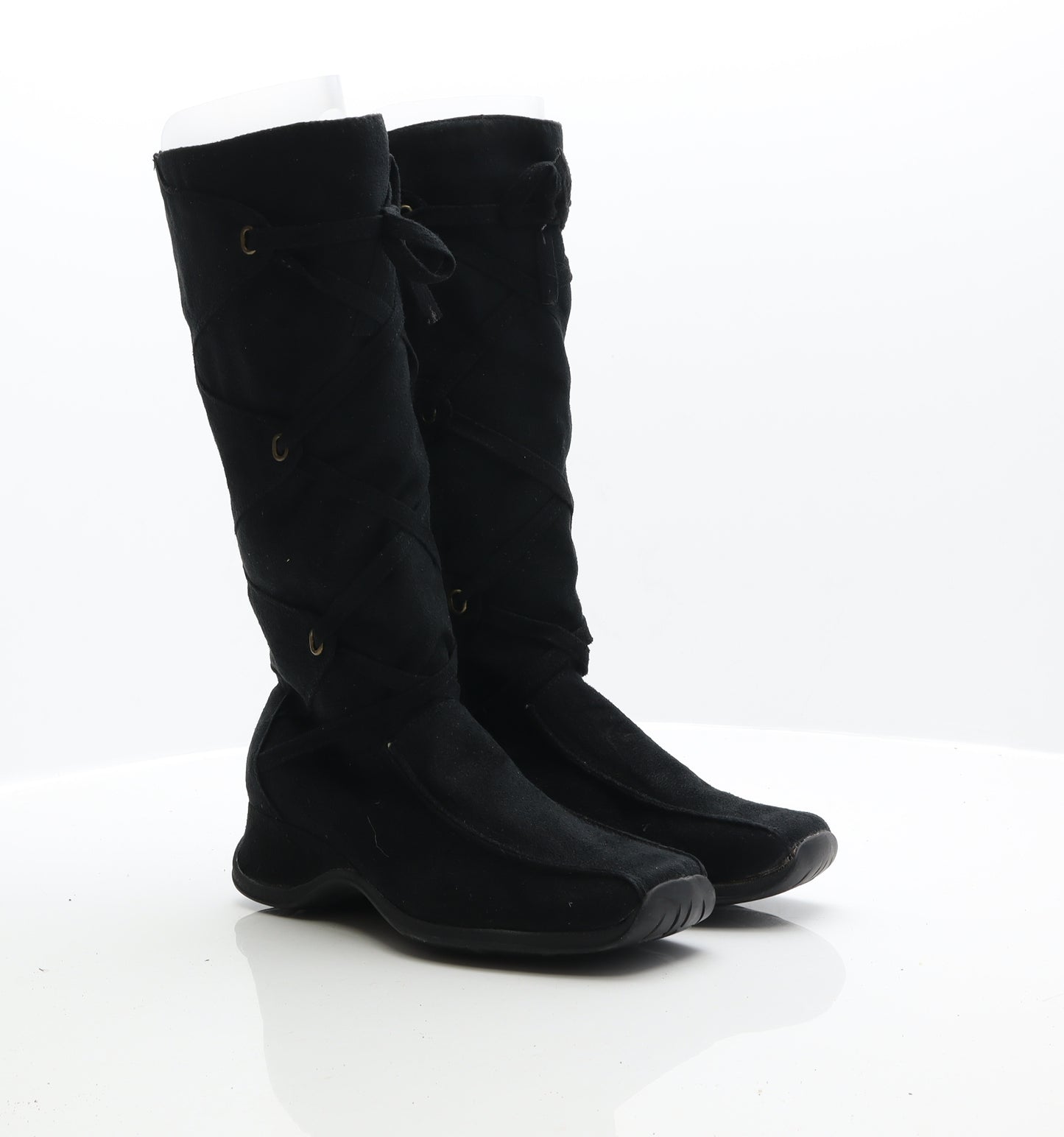 Preworn Womens Black Suede Combat Boot UK 6