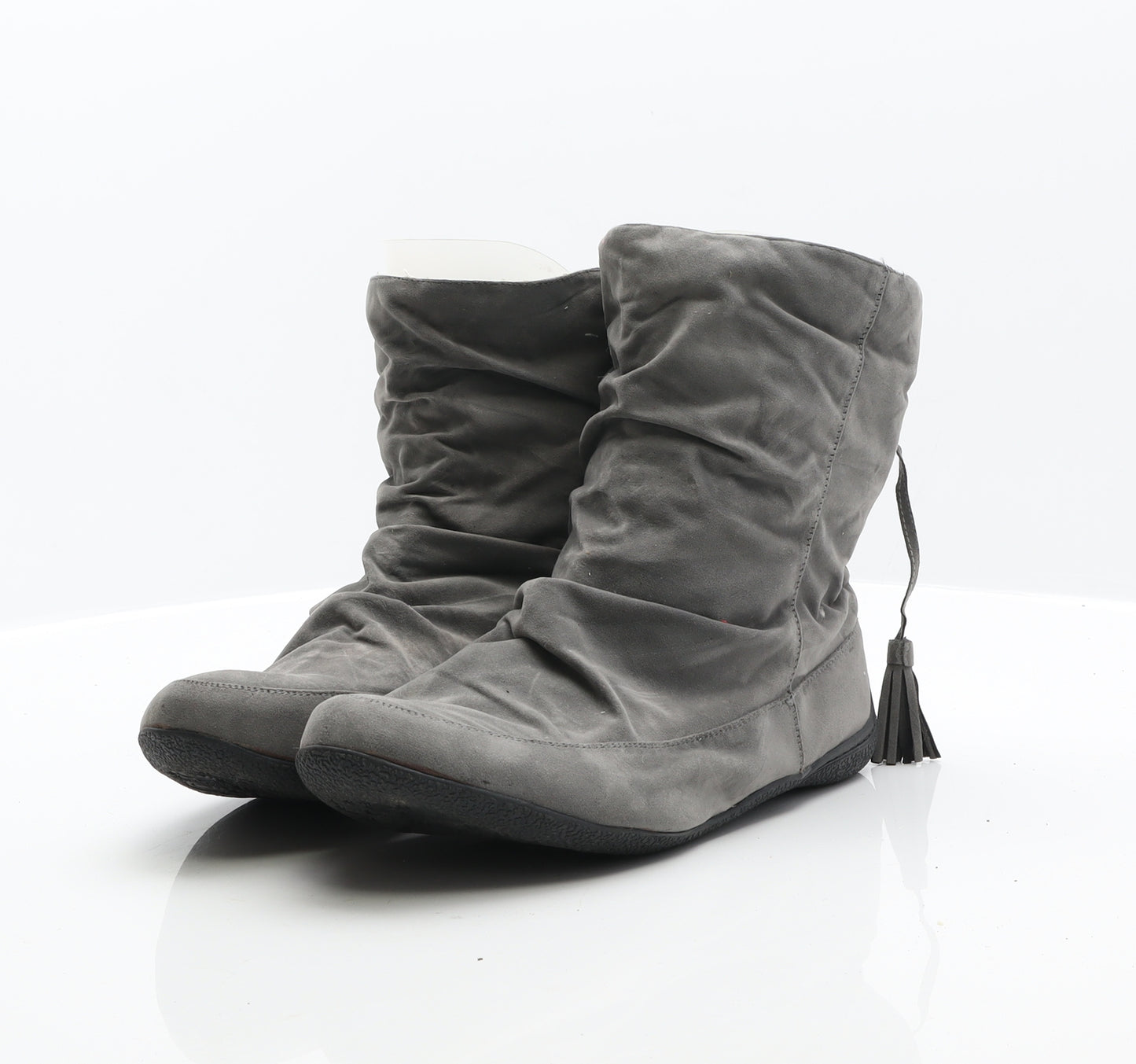 VivaLaDiva Womens Grey Suede Shearling Style Boot UK 8