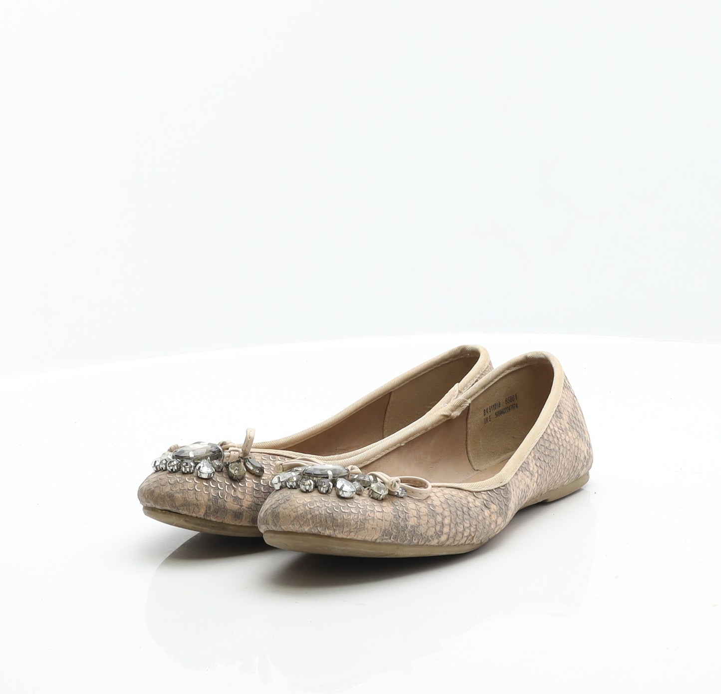 F&F Womens Beige Animal Print Polycotton Ballet Flat UK 5 38