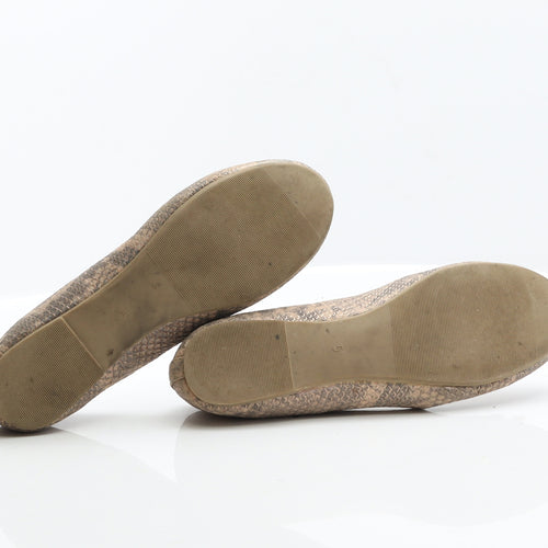F&F Womens Beige Animal Print Polycotton Ballet Flat UK 5 38