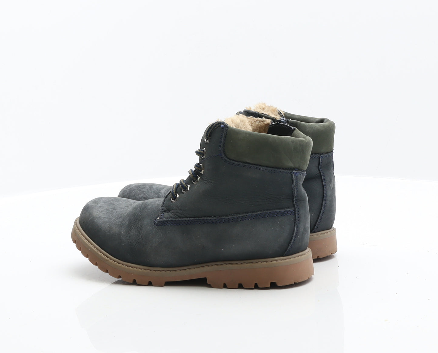 NEXT Boys Green Leather Biker Boot UK 2.5