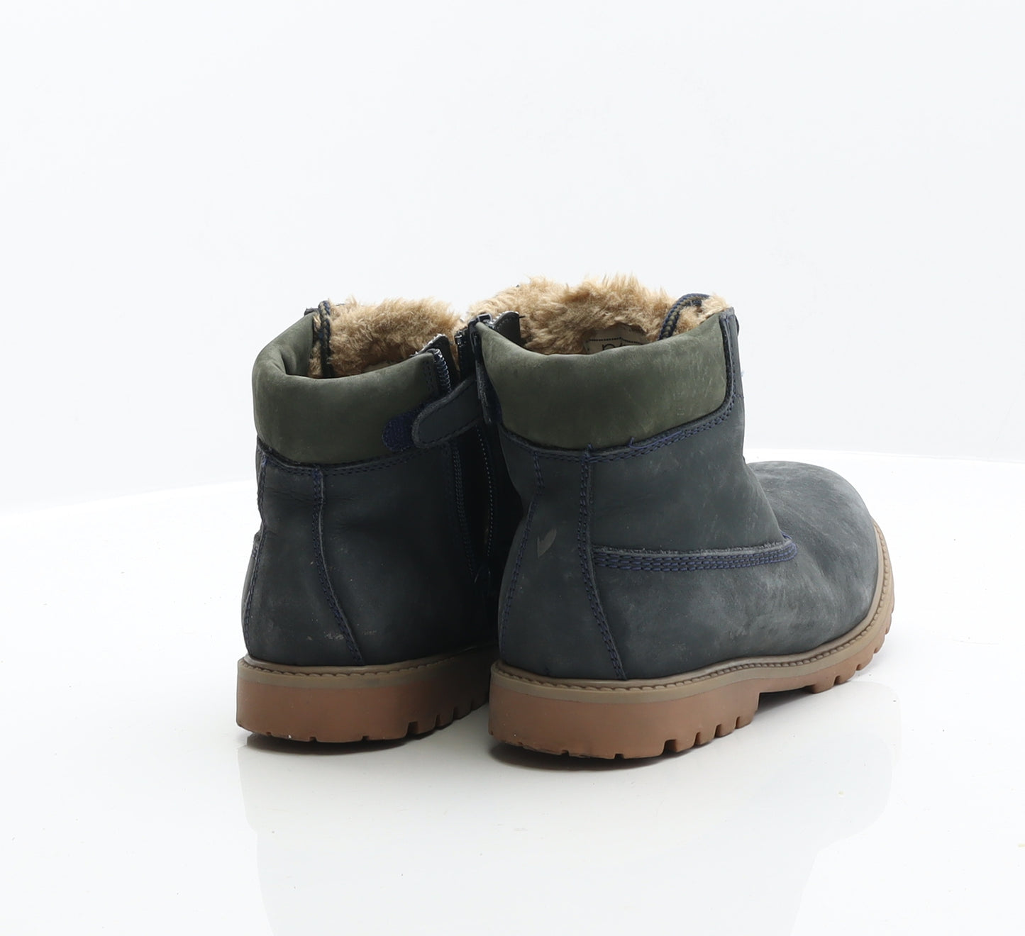 NEXT Boys Green Leather Biker Boot UK 2.5