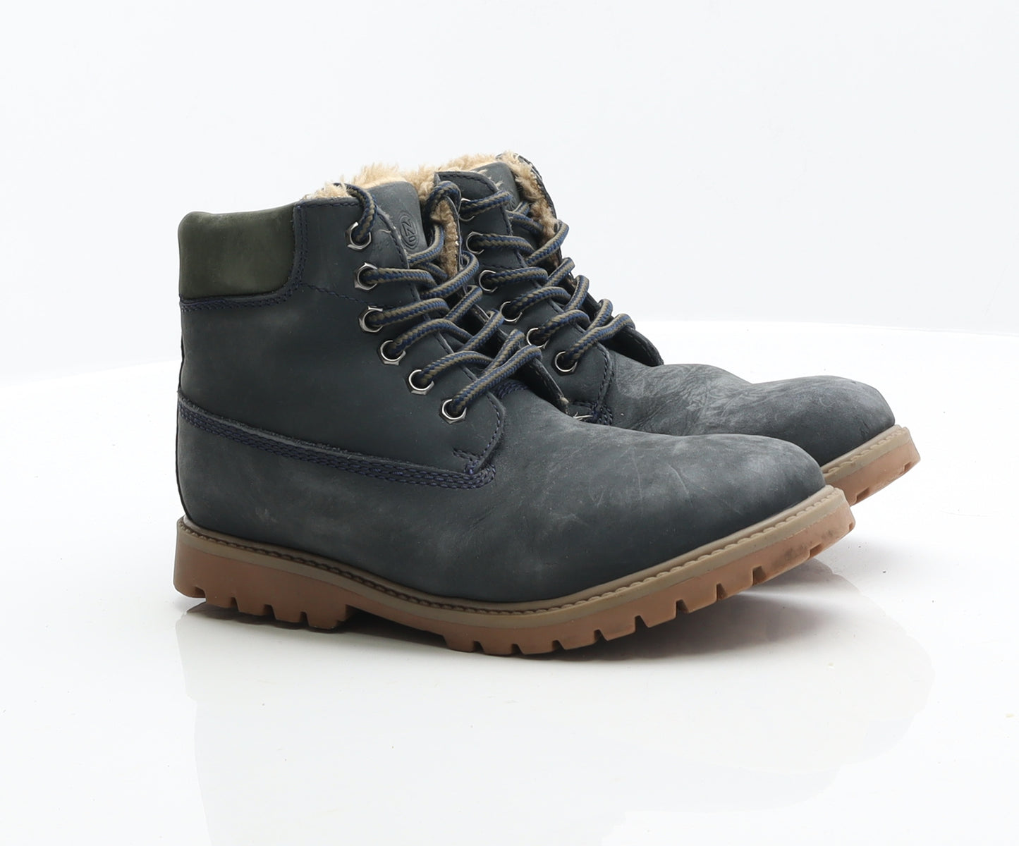 NEXT Boys Green Leather Biker Boot UK 2.5