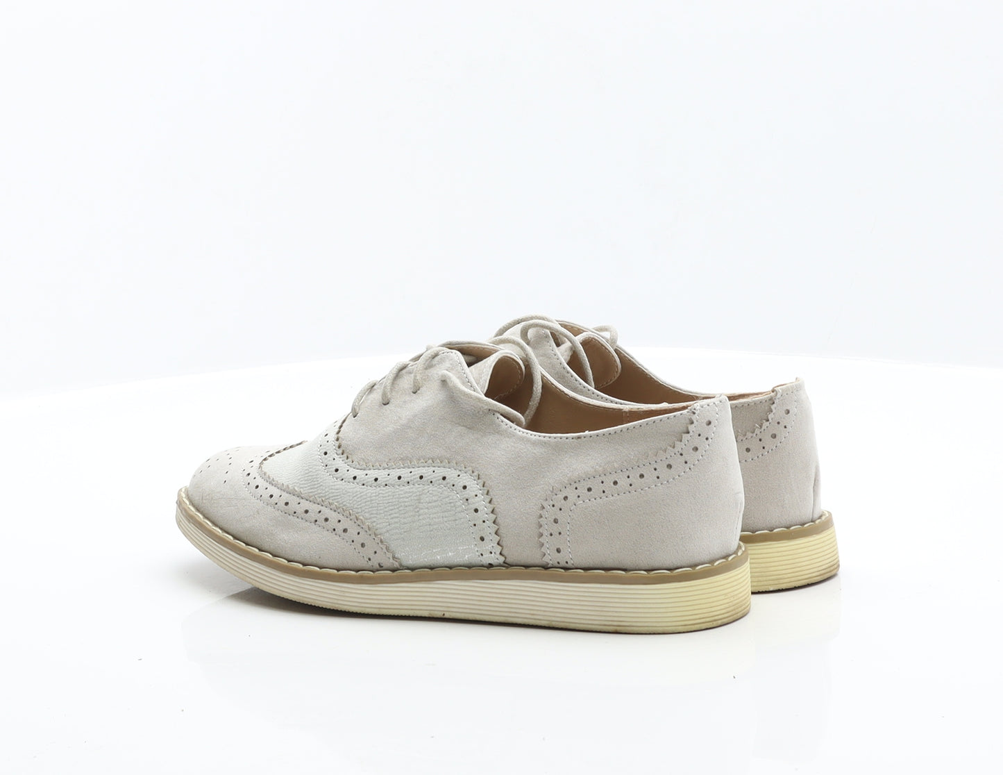 Primark Womens Grey Suede Flat UK 5 38 - brogue