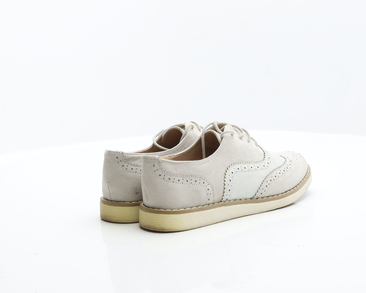 Primark Womens Grey Suede Flat UK 5 38 - brogue