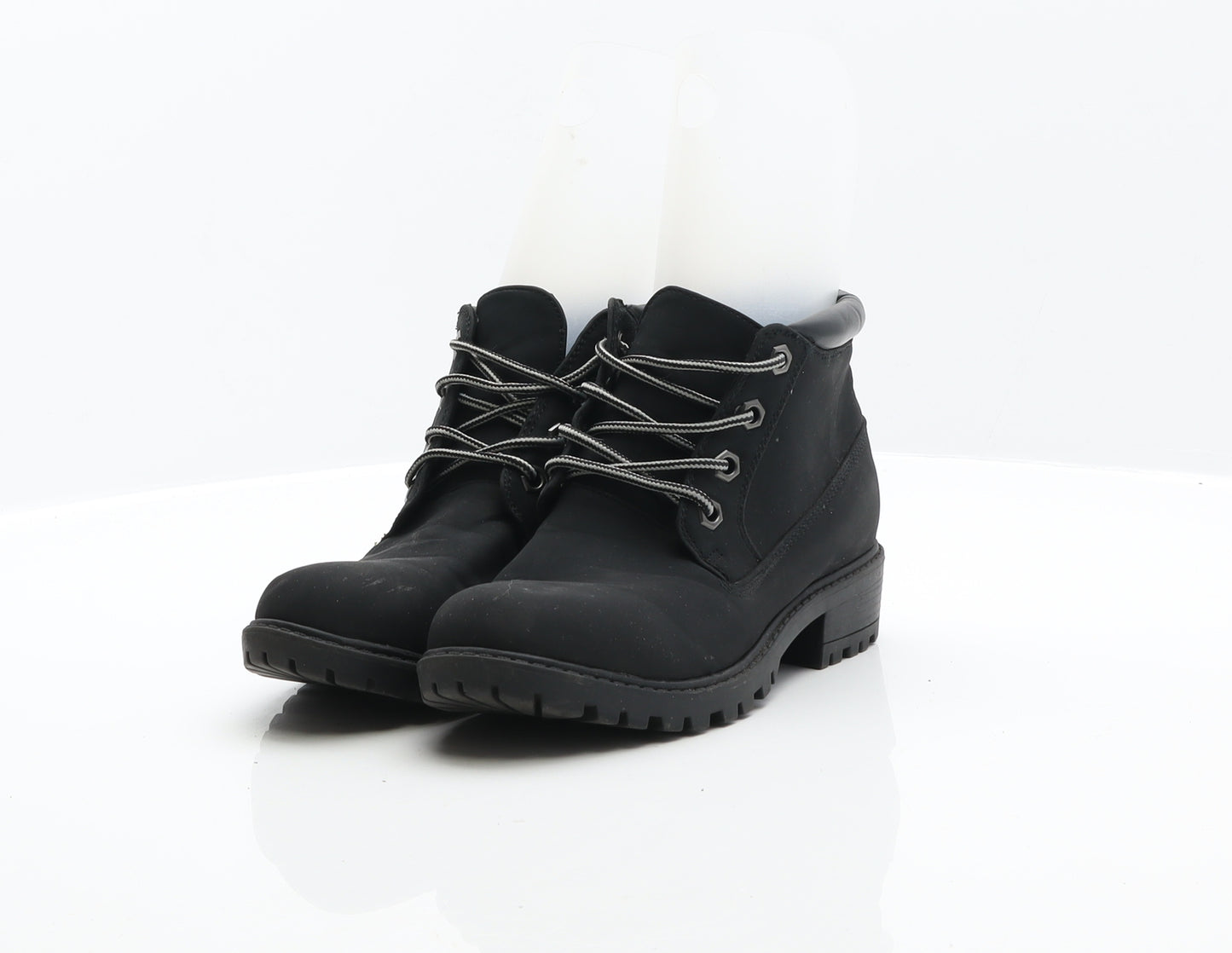 Primark Womens Black Leather Biker Boot UK 3 36