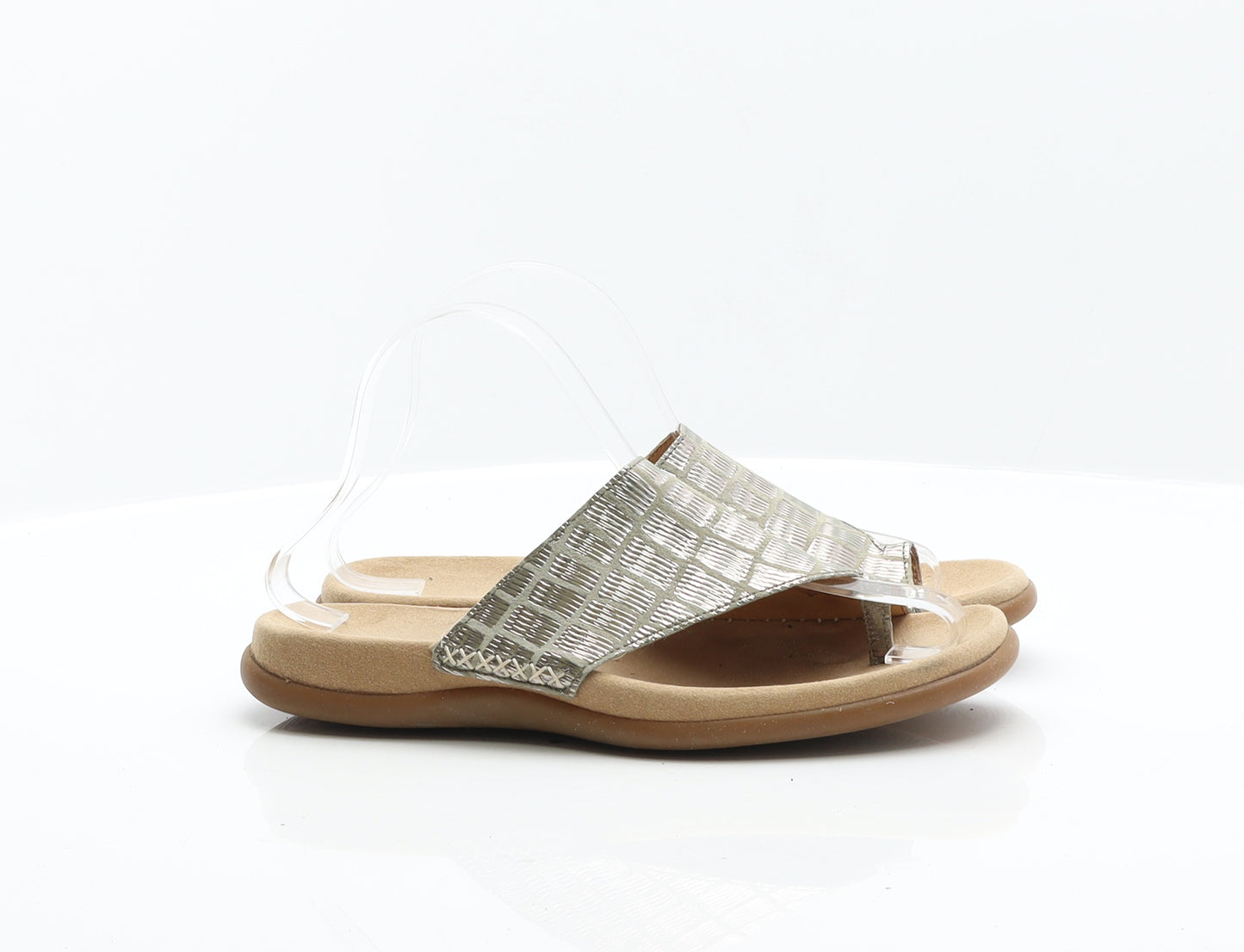 Gabor Womens Silver Geometric Polyester Slip On Flat UK 5 38