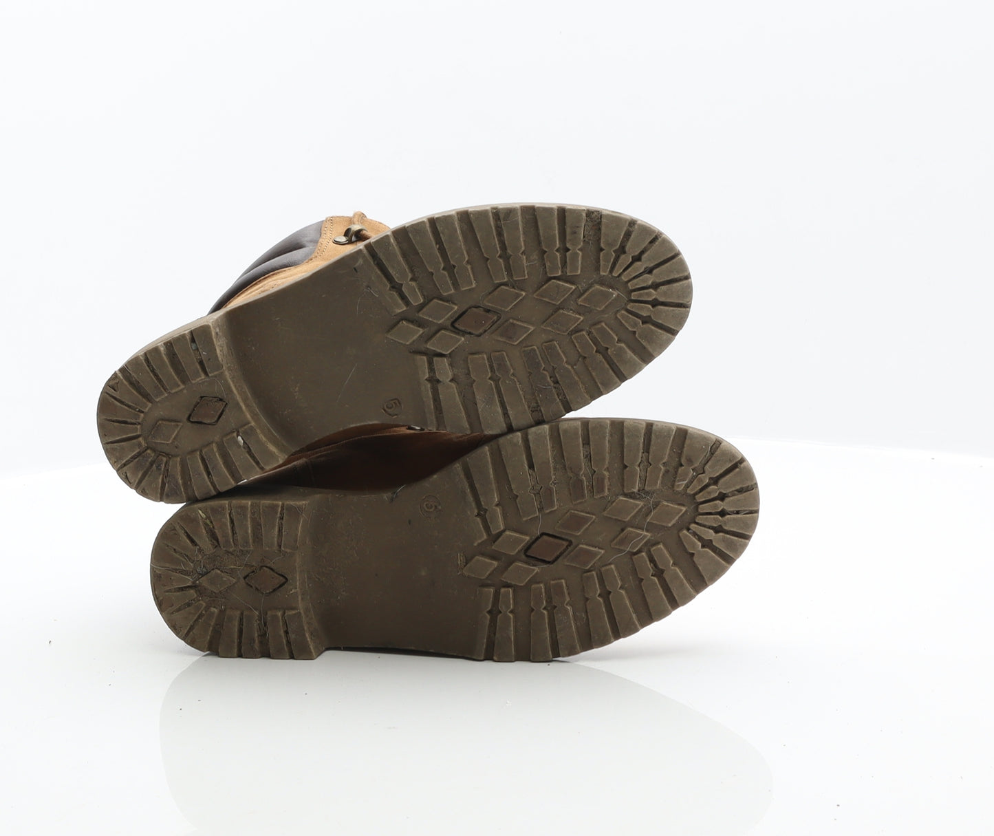 F&F Womens Brown Leather Combat Boot UK 5