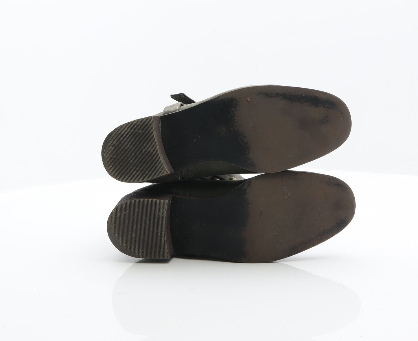 Preworn Womens Green Leather Biker Boot UK 5