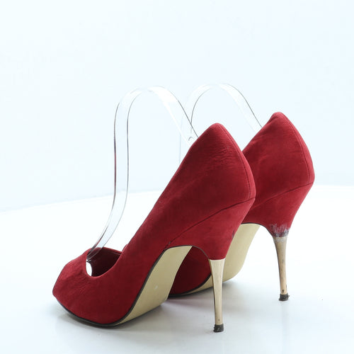 F&F Womens Red Suede Court Heel UK 6 39