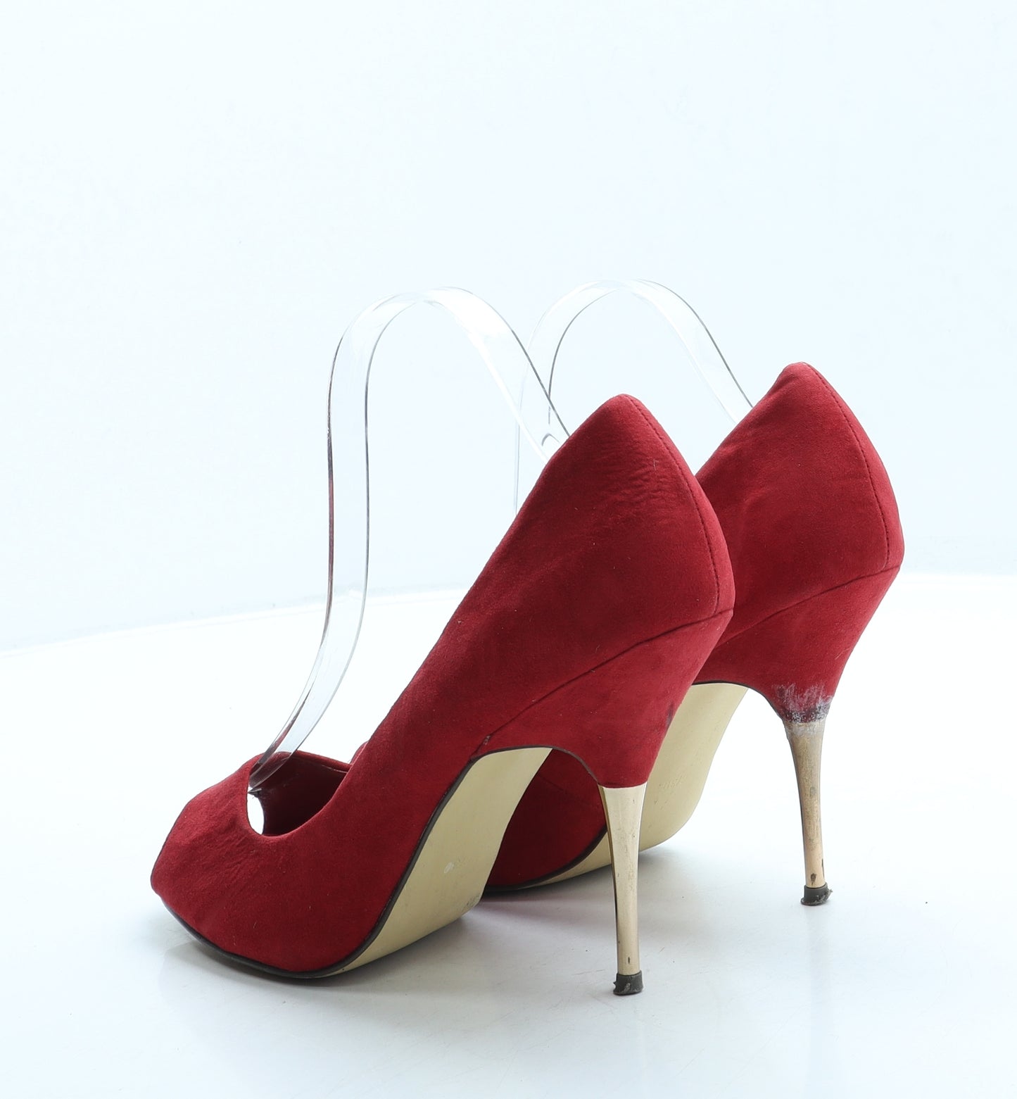 F&F Womens Red Suede Court Heel UK 6 39