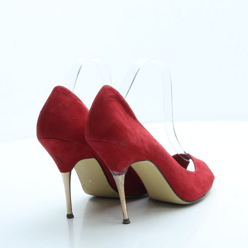 F&F Womens Red Suede Court Heel UK 6 39