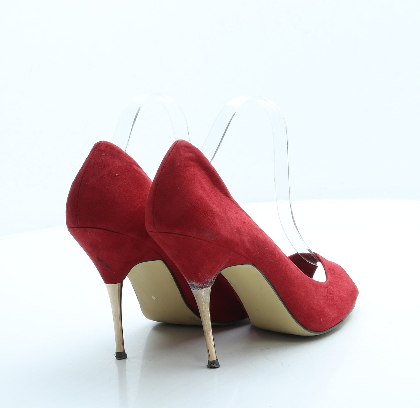 F&F Womens Red Suede Court Heel UK 6 39