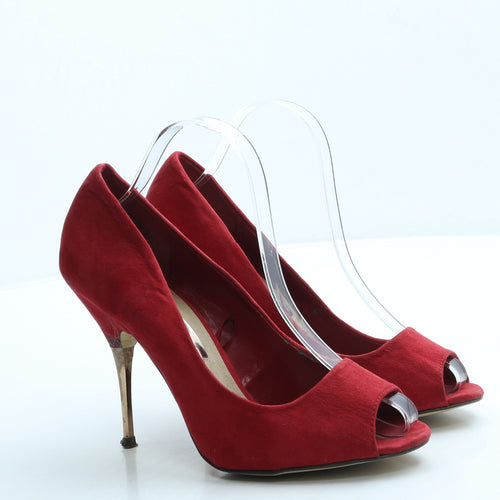 F&F Womens Red Suede Court Heel UK 6 39