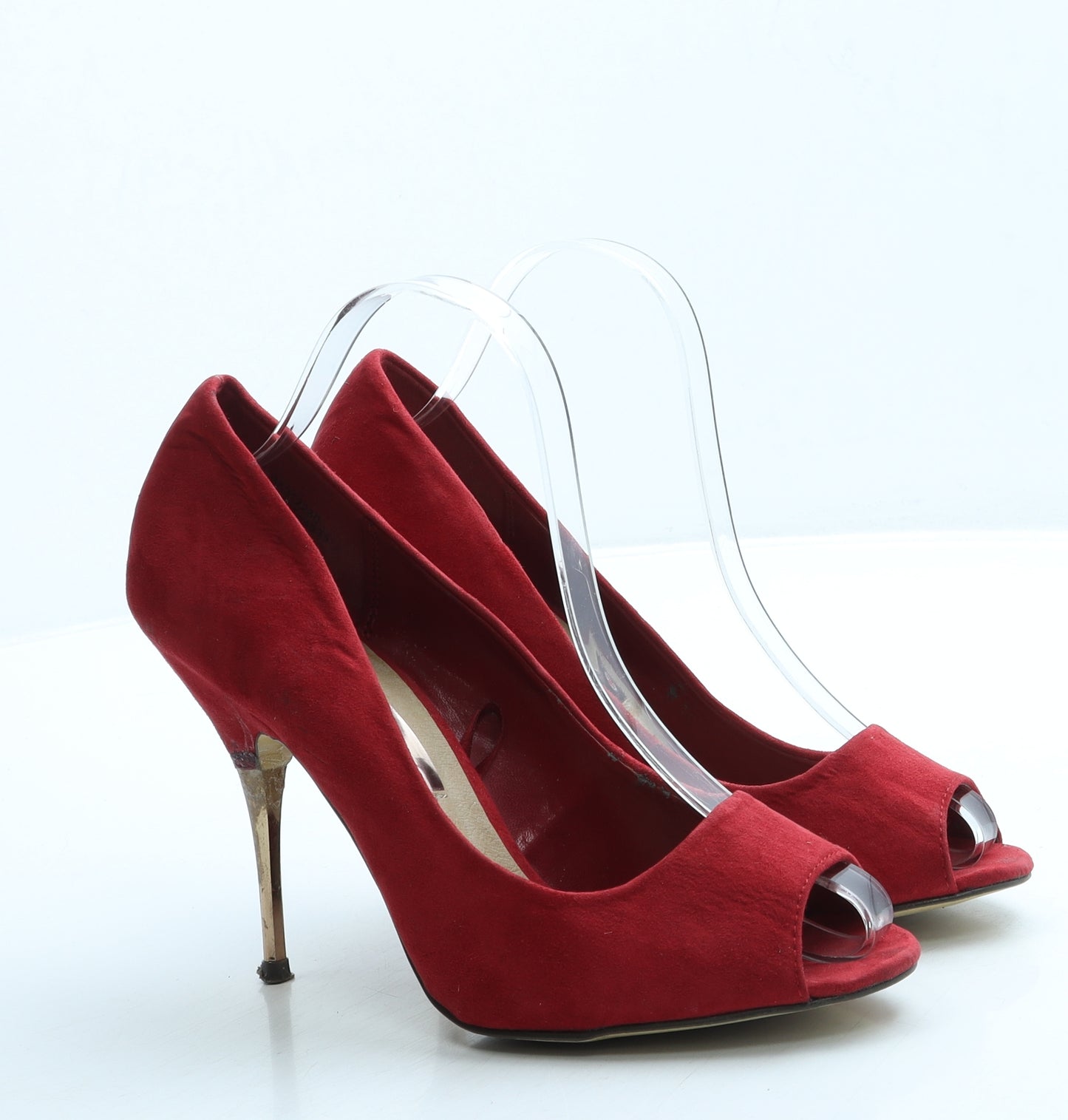 F&F Womens Red Suede Court Heel UK 6 39