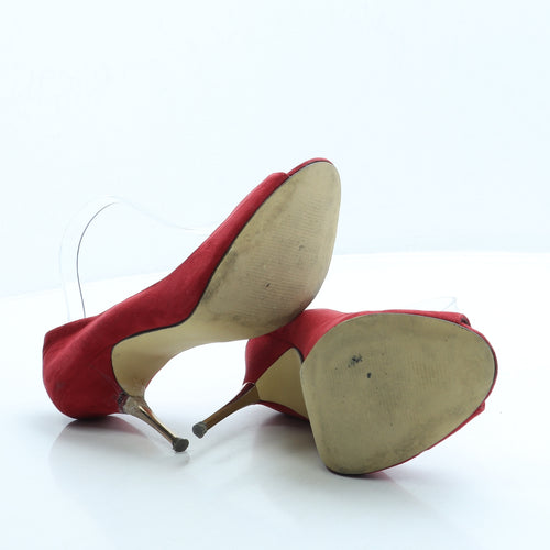 F&F Womens Red Suede Court Heel UK 6 39