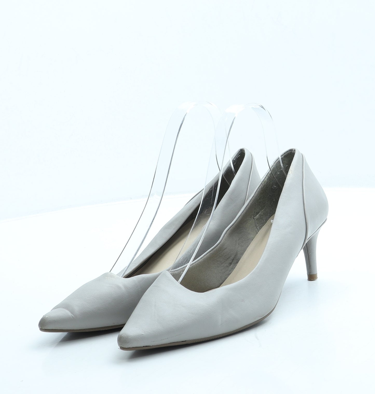 Marks and Spencer Womens Grey Leather Court Heel UK 6