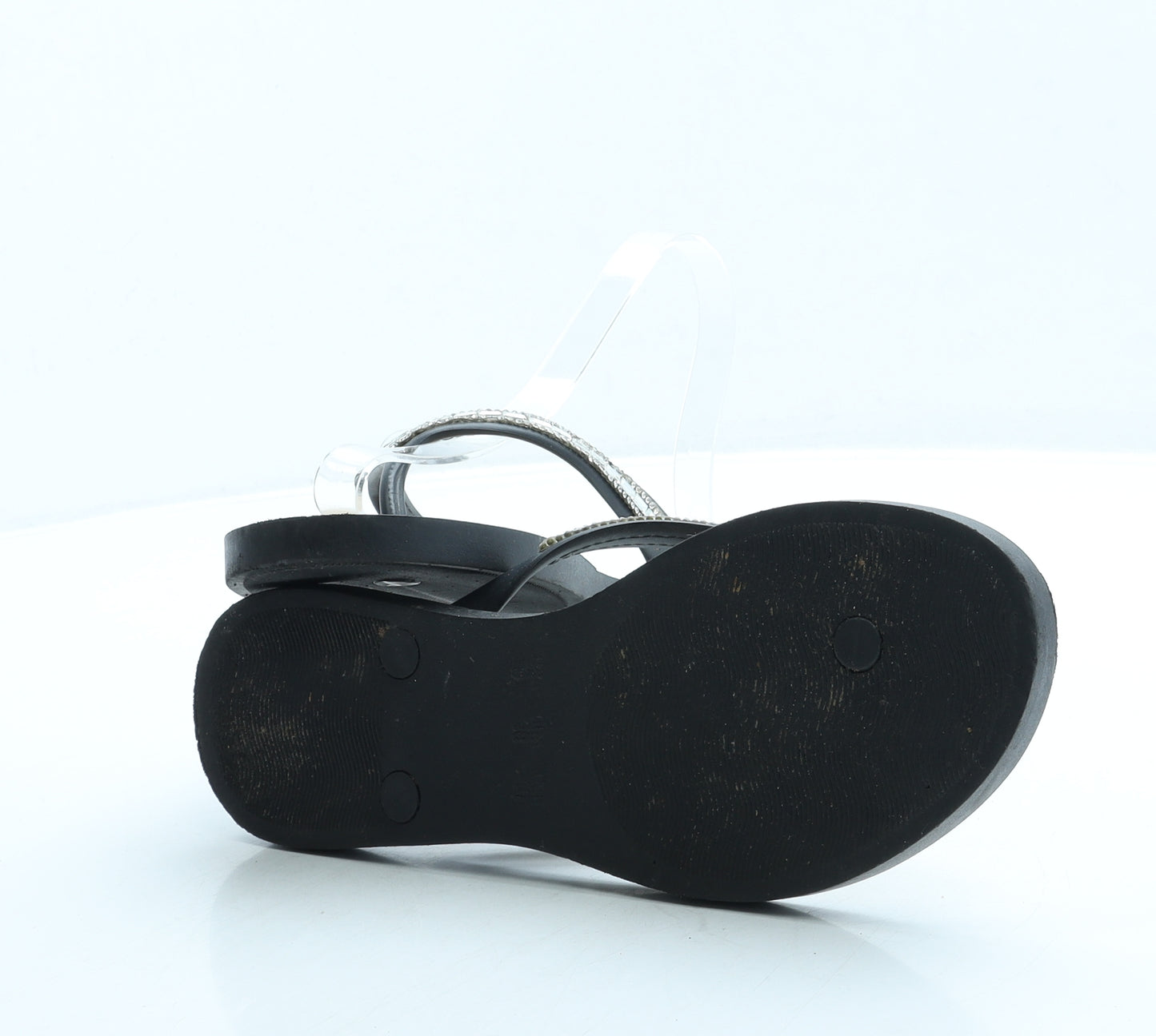 Lilley Womens Black Rubber Thong Sandal UK 7
