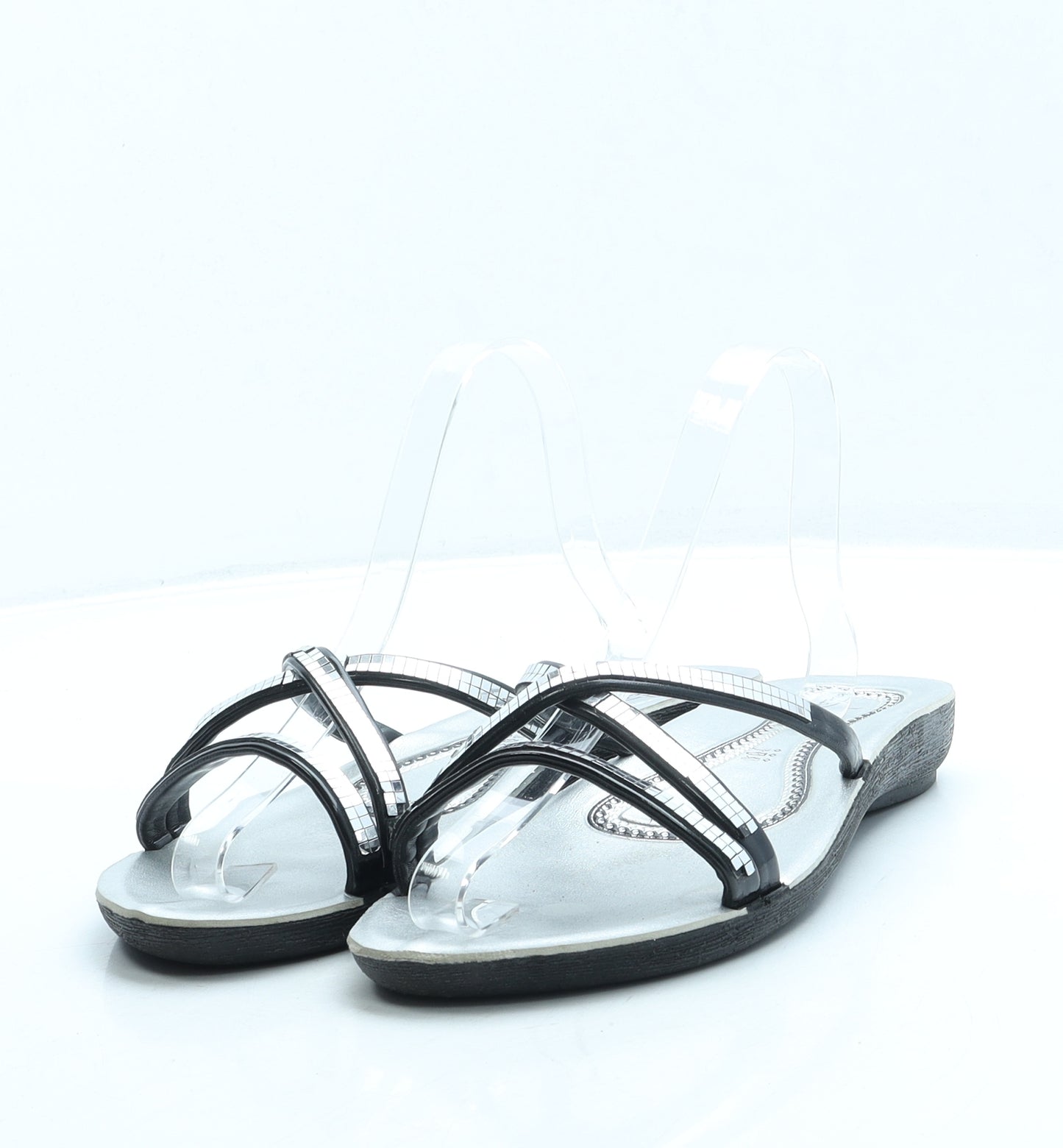 Blue Fin Womens Silver Leather Slip On Sandal UK 7 41