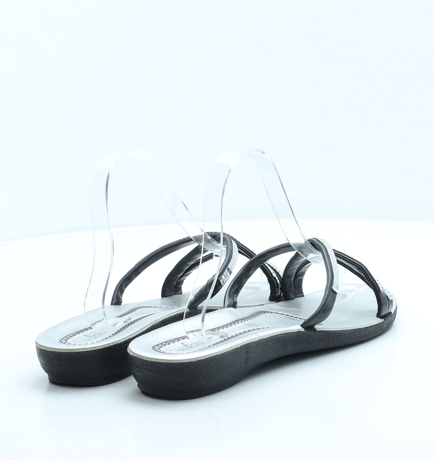 Blue Fin Womens Silver Leather Slip On Sandal UK 7 41