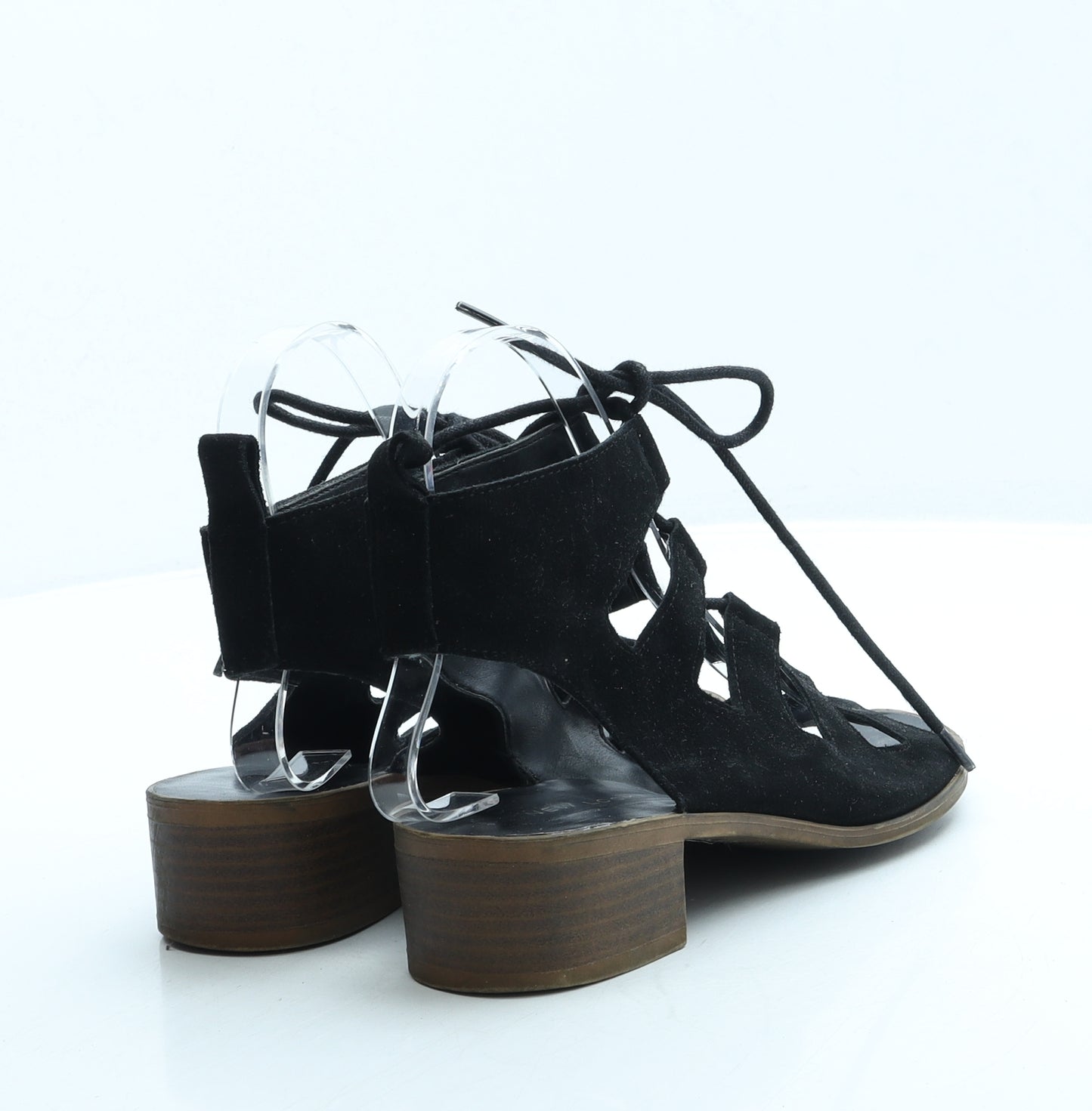 New Look Womens Black Suede Gladiator Sandal UK 4 37