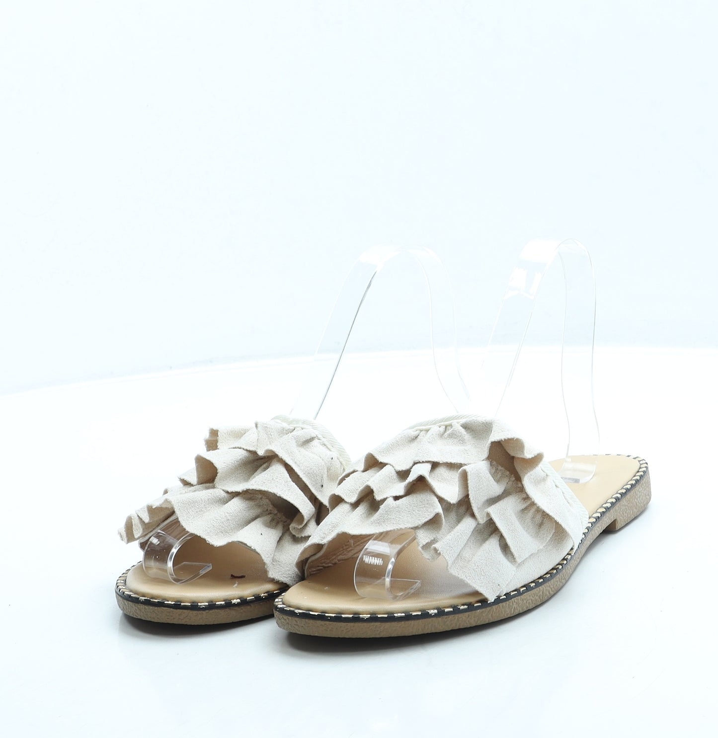 Preworn Womens Beige Suede Slip On Sandal UK 7 40