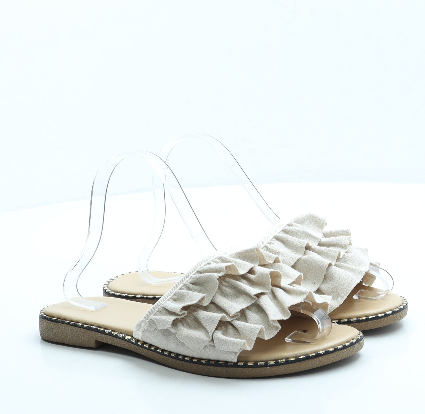 Preworn Womens Beige Suede Slip On Sandal UK 7 40