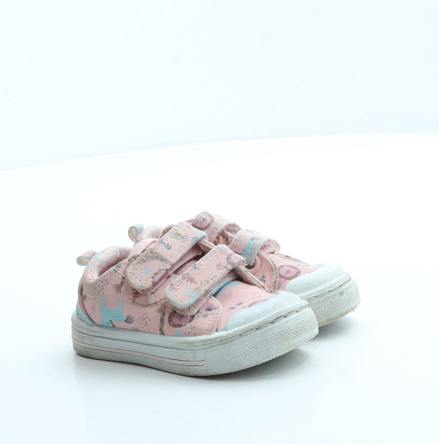 F&F Girls Pink Geometric Leather Trainer UK 3 19 - Zoo animals