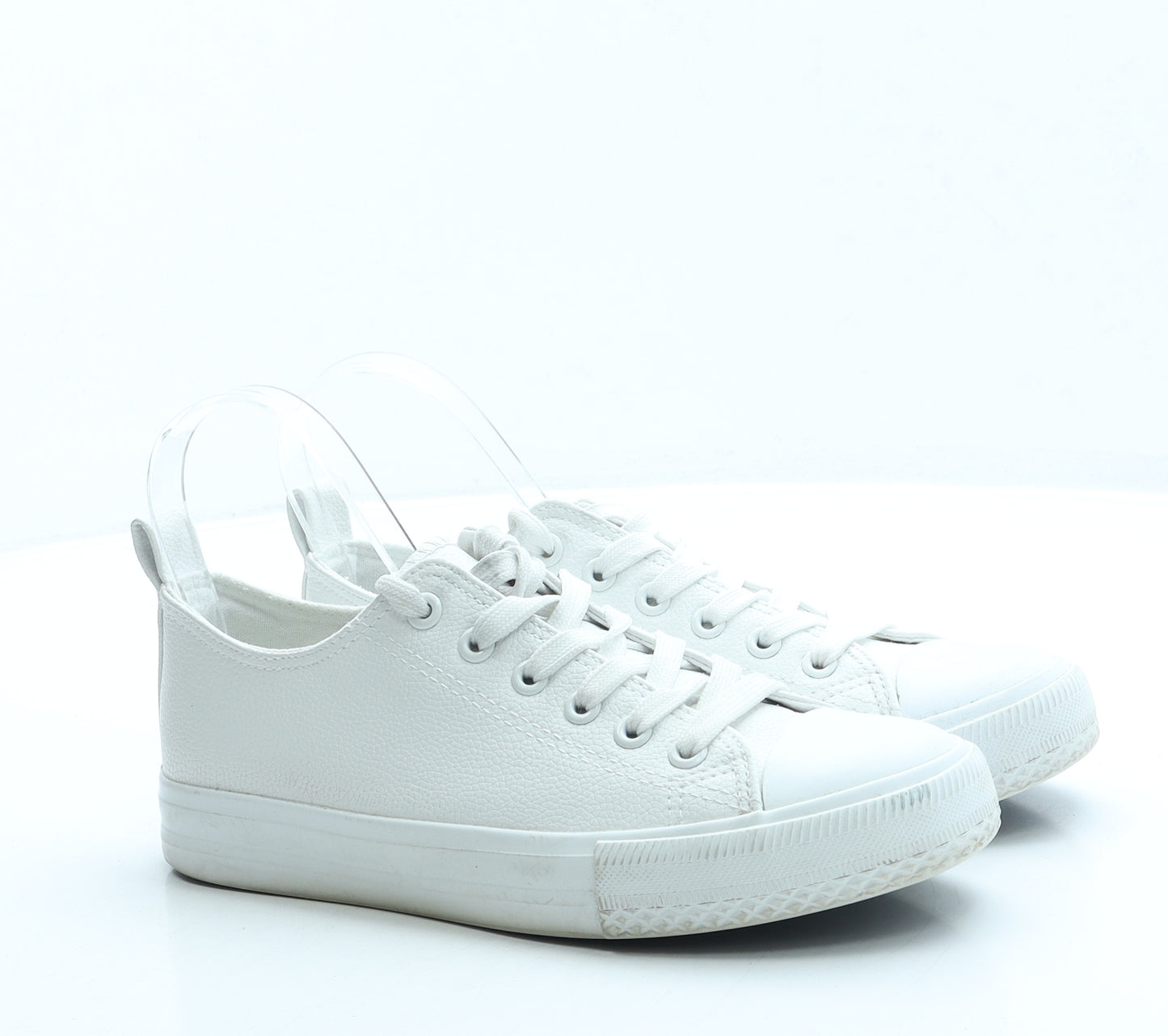 Primark Womens White Leather Trainer UK 4 37 US 6