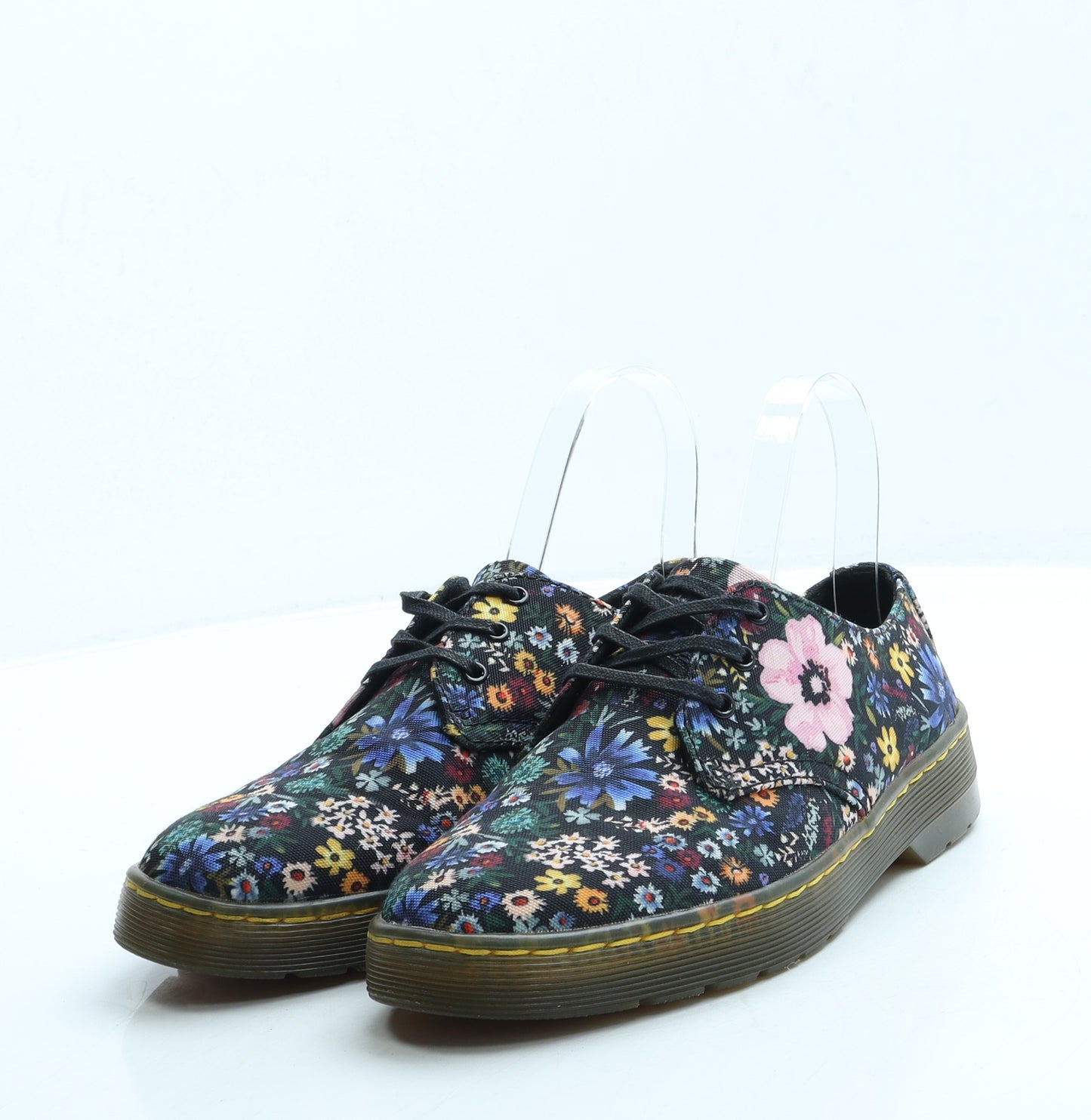 Dr. Martens Womens Black Floral Polyester Boat Shoe Flat UK 5 38