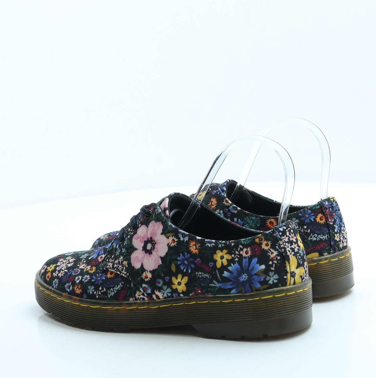 Dr. Martens Womens Black Floral Polyester Boat Shoe Flat UK 5 38