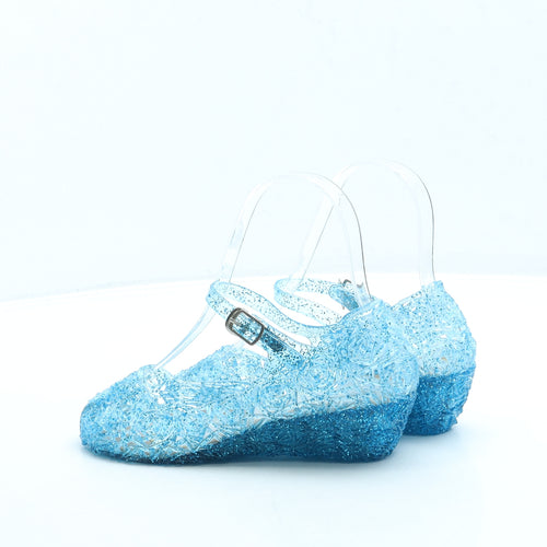 Preworn Girls Blue Floral Rubber Court Heel UK 2 34